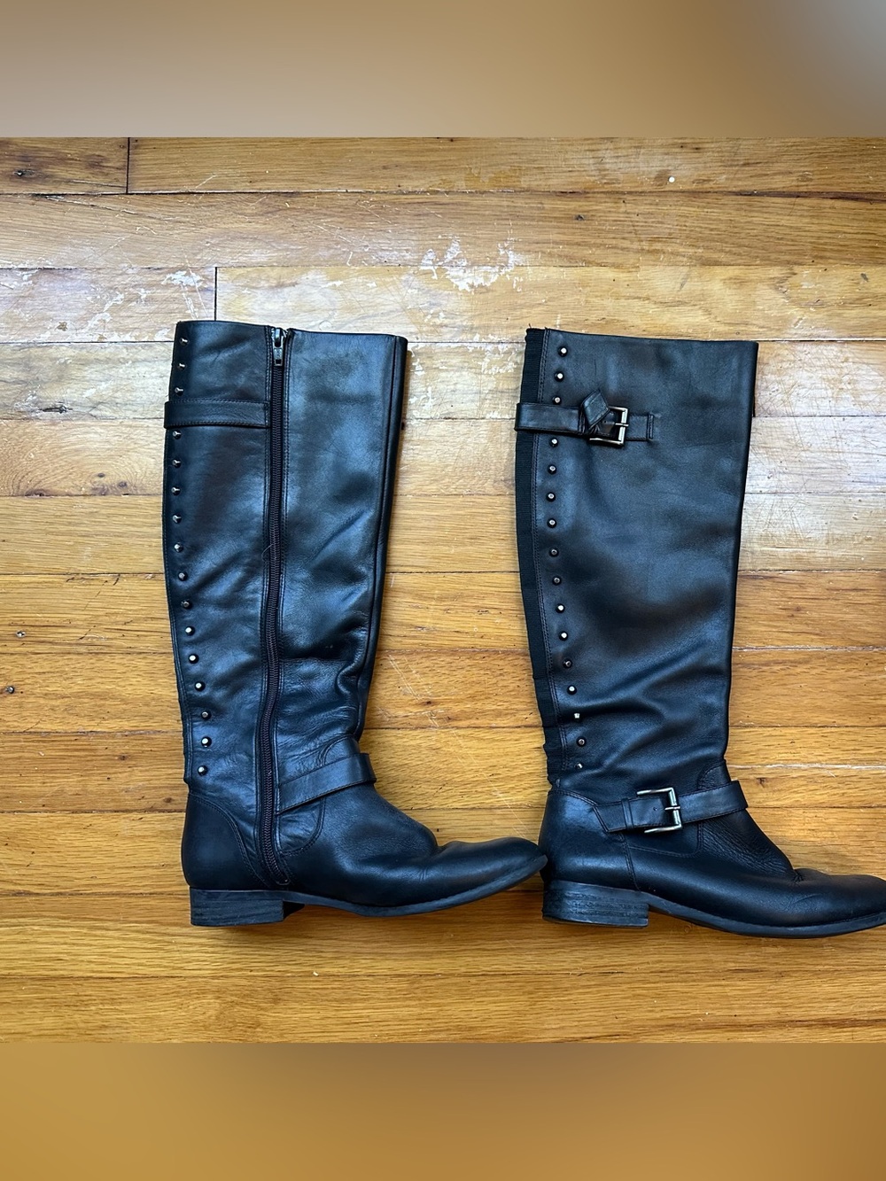 Alex Marie Black Faux Leather Detail Boots 6.5